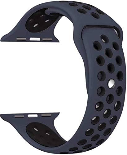 Tobo Sport Band Compatible with iWatch Band 38mm 42mm 40mm 44mm Breathable Soft Silicone Wristband Women and Men for iWatch Series 4 3 2 1 (38/40, Navy-Black)