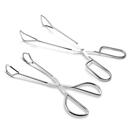 Food Tongs, Hiash Heavy Duty Stainless Steel Kitchen Tongs for BBQ, Barbecue, Cooking, Scissors Tongs 9 Inch & 11 Inch (Set of 2)