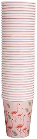 Geeklife Flamingo Paper Cups,Disposable Paper Cups 9oz for Wedding,Party,Cocktail and Anniversary Dinner