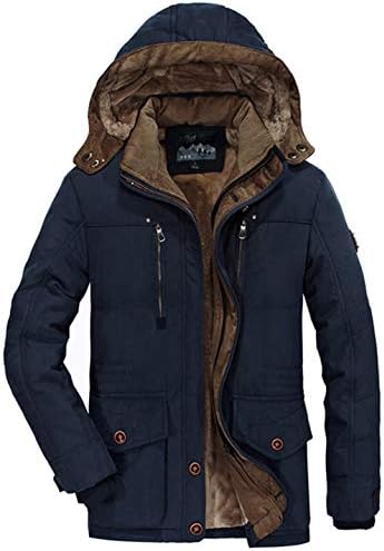 Ucamara Mens Parka Coats with Fur Hood Warm Winter Jackets for Men Thick Fleece Lined Coat