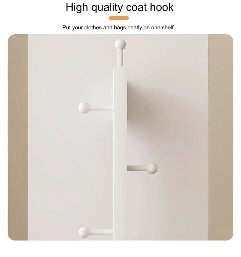 Full length mirror, HD 360° Rotating Floor Standing Rounded Mirrors with Coat Hanger & Shelf, Fitting Mirrors, Wooden Rotatable Mirror, Living Room Entrance Dressing Mirror (Style-C1)