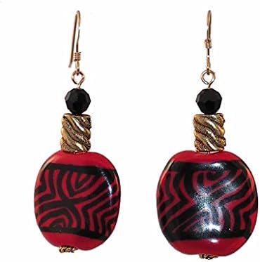 Red and Black Earrings - Kazuri Earrings