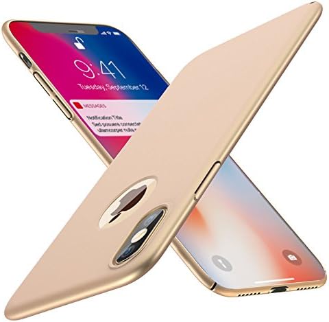 QueenAcc iPhone X Case Hard Protect Phone Case Back Cover Bumper,Ultra-Thin Perfect Fit, Slim Minimal Anti-Scratch Protective Lightweight case for iPhone X(gold).