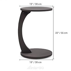 C-Shaped Round End Table with Rolling Wheels