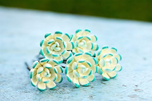 White Blue Succulent Hair Pins Set Polymer Clay Hair Decoration Women Accessory Bobby Pins Wedding Bridal Hair