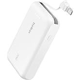 Belkin Portable Charger, Power Bank with Integrated Cable 10000 mAh 20W - Fast Charge USB C Power Delivery - iPhone 17, Air, Pro, Pro Max, iPad, AirPods, Apple Watch, Galaxy S25, & More - White