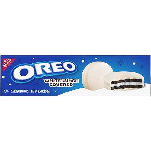 OREO WHITE FUDGE COVERED CHOCOLATE SANDWICH COOKIES, LIMITED EDITION HOLIDAY COOKIES, 8.5 OZ