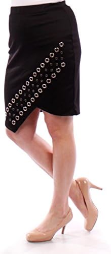 Stylzoo Plus Size Studded Pencil Skirt Black 1X