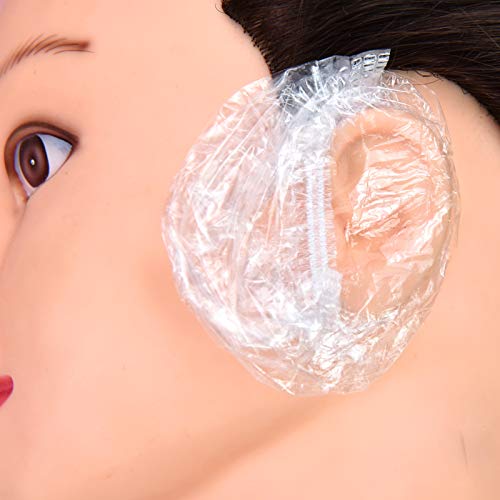 AQUEENLY 200 Pcs Disposable Ear Protectors, Clear Waterproof Ear Covers for Shower, Bathing, Hair Dye