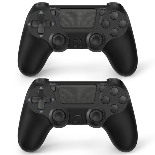FASIGO 2 Pack Wireless Controller for PS4 Slim/Pro, 20hs Rechargeable Controller with Dual Vibration, Ergonomic Grip, Compatible with playstation 4 (Black)