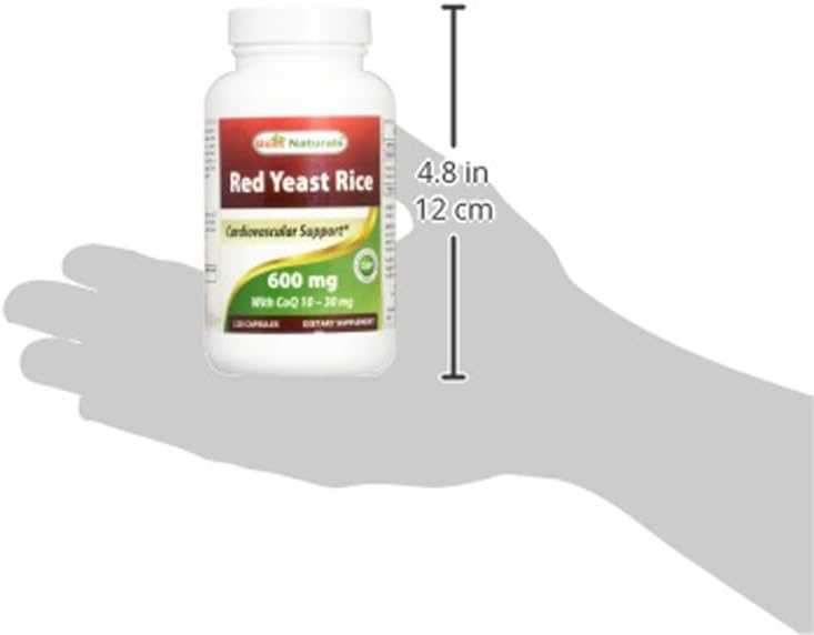 Best Naturals Red Yeast Rice with CoQ10, 120 Capsules - Cardiovascular Formula Contains 600 mg of Red Yeast Rice ans 30 mg of CoQ10: Health & Personal Care