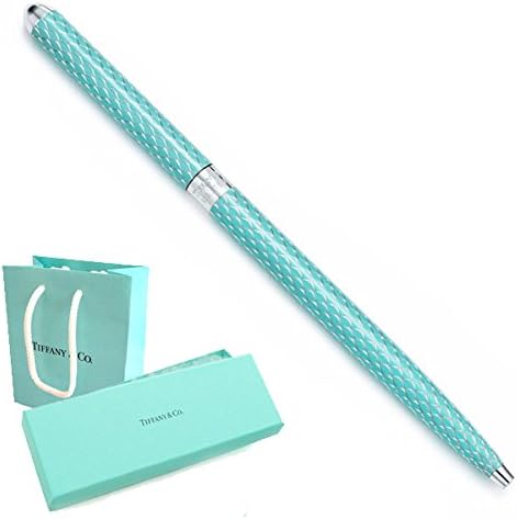 Tiffanyco ティファニー ボールペン スターリングシルバー 925 ダイヤモンド テクスチャー パース ペン ミニボールペン 細身 ブランド ブルーラッカー 女性 文房具 プレゼント 格納式ボールペン