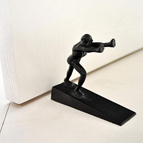 Convallaria Door Stop Padded Anti-Scratch Felt Bottom Protects Floors Protect Your Bedroom, Bath and Exeterior Doors Rust Black Strong Man