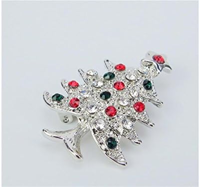 FOOBRTOPOO Women's Jewelry Diamond Christmas Tree Wedding Bridal Brooch Rhinestone Covered Scarves (Silver)