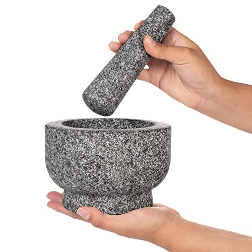 Granite Mortar and Pestle Set 6 Inch Diameter 2 Cup Capacity