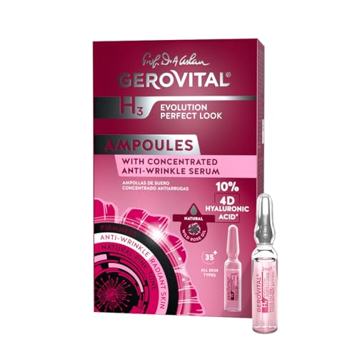 Gerovital H3 Evolution Perfect Look 10% Hyaluronic Acid 4D Concentrated Anti-Wrinkle Facial Serum with Instant Optical Effect, Moisturizing and Plumping 10 x 2 ml