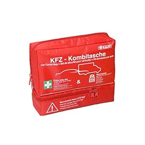 Kalff Trio Compact Combitas, verbandtas voor auto, veiligheidsvest en gevarendriehoek NANO met EHBO-brochure