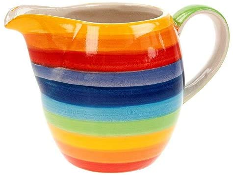 Windhorse Rainbow Striped Ceramic Small Milk Jug, 200 ml Capacity