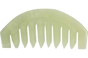 Janedream Jade Stone Gua Sha Comb Traditional Massage Tools for Scalp Head Hair Facial Manual Scalp Massagers with Acupuncture Head Therapy Trigger Point Treatment