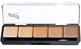 Graftobian HD Glamour Crème Foundation Palette, Warm #3 - High Definition 5 Color Palette - Medium/Dark Warm Shades