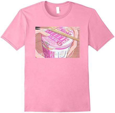 Mens Japanese Cup Ramen Retro Anime T-Shirt Medium Pink