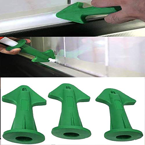 3 Pcs Caulk Nozzle Applicator, Silicone Caulking Tools Sealant Nozzle,Caulking Epoxy Piston Nozzle Accessories, Silicone Sealant Finishing Tool Grout Scraper for Tile or Brick Joints (green)