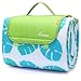 WolfWise 79″x79″ XXL Picnic Blanket Extra Large Fleece Beach Mat with Waterproof Backing Anti Sand, Green Leavesthumb 1