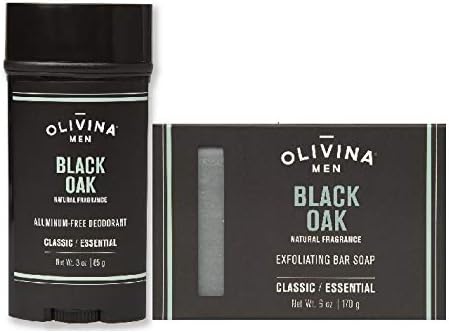 Aluminum Free 3 Ounce Deodorant Stick (2 Pack, Black Oak Exfoliating Body Bath Bar Soap & Aluminium Free Deodorant)