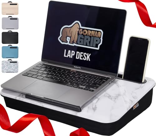 GORILLA GRIP Laptop Lap Desk with Phone Holder, Pillow Cushion Desks Fit Laptops up to 15.6