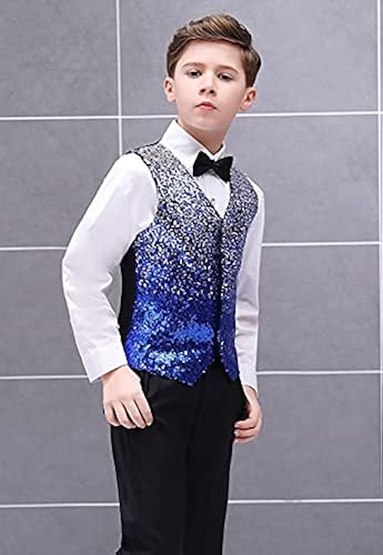 Ring Boy Suit for Wedding Sequin Vest and Bow Tie Boys Slim Fit
