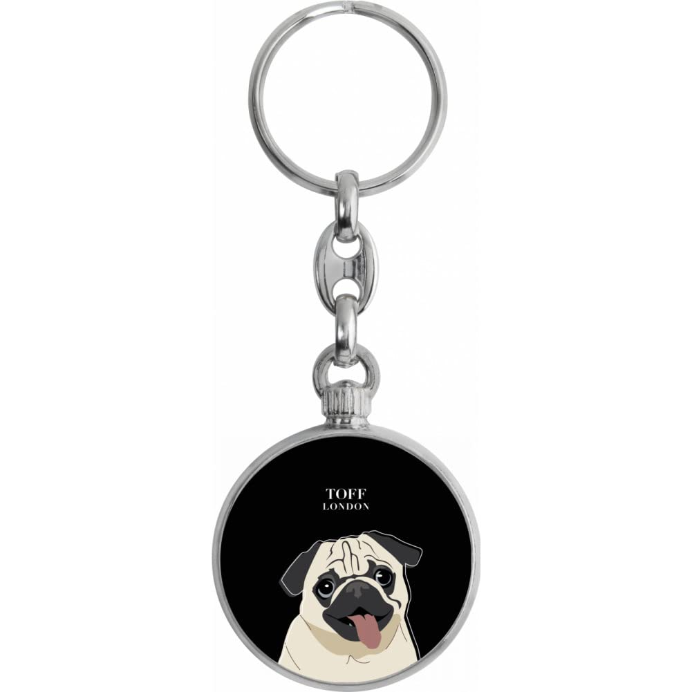Toff London Beige Pug Dog Head Keyring