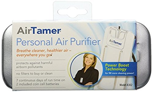 AirTamer A302 | Small Personal and Portable Air Purifier | Lithium Battery Operated | New Electrostatic Purification Technology Filters Odors, Dust, Germs, Mold, Smoke, Allergens and More