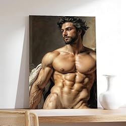 HMLZSJ Nude Muscle Male Torso Portrait Art Gay