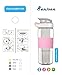 Bonison Flip Top Glass Water Bottle Silicone Wrap Glass Bottle Wide Mouth Spout Bottle BPA Free Lead Free Drinking Cup with Flip Top Lid Spout Cap Carrying Handle String-18.5 oz