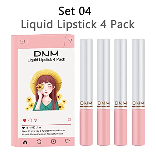 4 PCS Matte Lipstick,4-color Lip Stick, Durable Waterproof Non Stick Cup, Women\'s Make-up Velvet Make-up Lip Gloss (Kits-4)