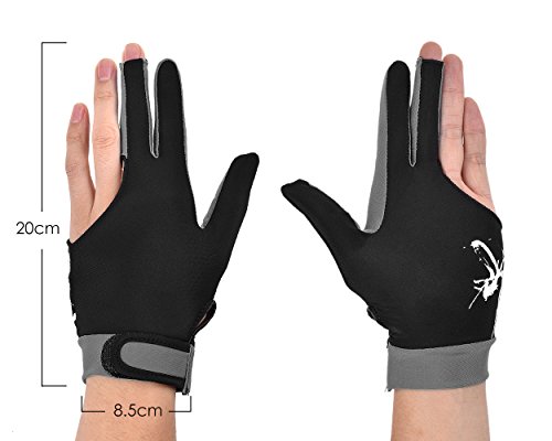 Ace Select Billiard Pool Cue Glove 1 Piece, 3 Fingers Elastic Lycra Stretchable Snooker Glove - Gray - Thumbnail 2