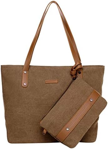 FitfulVan Clearance! Hot Sale! Bags, Women's Fashion Canvas Shoulder Bags Handbag+Clutch Wallet (Brown)