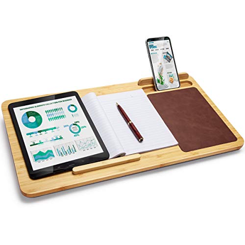 Lap Desk Bamboo Laptop Lap Desk with with Vent Holes, Built in Mouse