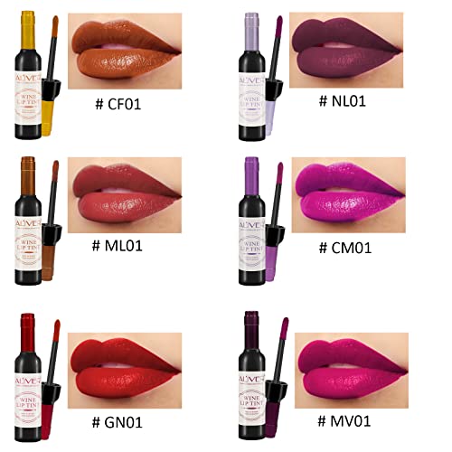 Wine Lip Tint, 6 Colors Wine Lipstick Liquid Lip Gloss Wine Lip Stain
