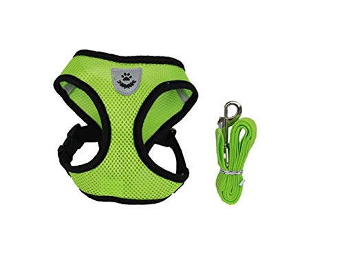 Fashionable Pet Personalized Polyester Vest-Style Dog Chest Strap Hyena Belt Leash for Small Cat Dog_(Green) L Hair Accessory
