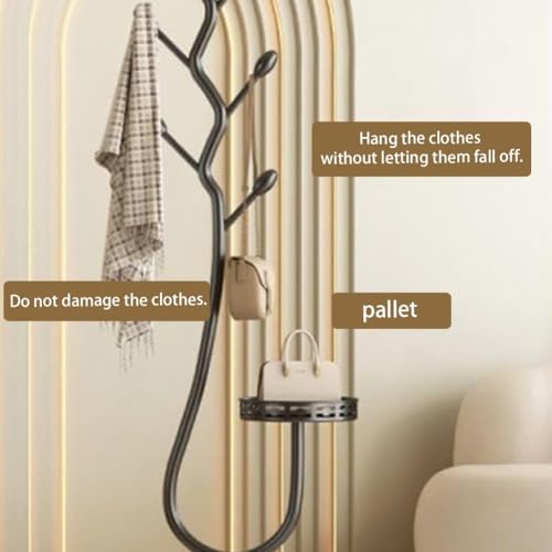 Metal Standing Coat Rack, Small Space Coat Freestanding Hanger Coat Stand with Natural Metal Base & 8 Hooks, Tree-Shaped Coat Rack for Entryway, Hallway, Bedroom, can Hang Clothes, Hats (Black)