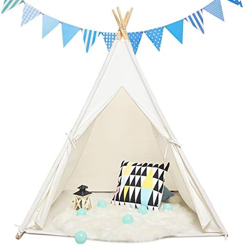 Sumbababy Teepee Tent For Kids With Carry Case Natural Cotton Canvas Teepee Play Tent Toys For Girlsboys Indoor Outdoor Playing