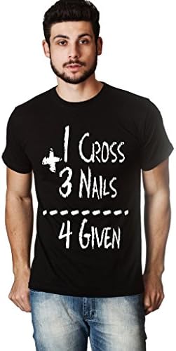 Living Water Fashion Men's Christian Novelty T-Shirt 1 Cross 3 Nails 4 Given Black
