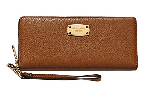 Michael Kor Jet Set Travel Continental Zip Around Wallet Wristlet Acorn Leather