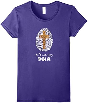Womens It's In My DNA Catholic Christian Cross Fingerprint Shirt Large Purple