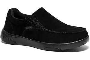 OrthoComfoot Men's Orthopedic Slip On Loafers Walking Shoes with Arch Support: Suede Leather Dress Slip-Ons Loafers for Plantar Fasciitis, Comfortable Non-Slip Shoes for Foot and Heel Pain Relief