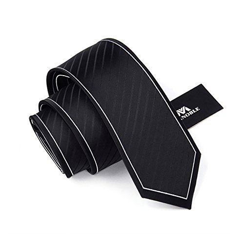 Manoble Men's Striped Necktie Black 2.75 Inches Slim Tie