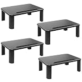 Monitor Stand Riser with Adjustable Height and Storage Organizer for Computer, Printer, Laptop, Desk with Tablet & Phone Holder, Cable Management Slot (4 Pack, Black)