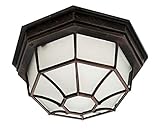 Trans Globe Lighting Trans Globe Imports 40582 RT Traditional One Light Flushmount Lantern from Benkert Collection in Bronze/Dark Finish, 11.00 inches, 5-Inch, Rust