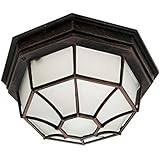 Trans Globe Lighting Trans Globe Imports 40582 RT Traditional One Light Flushmount Lantern from Benkert Collection in Bronze/Dark Finish, 11.00 inches, 5-Inch, Rust